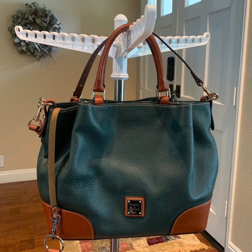 Dooney & Bourke Hunter Green Pebble Leather Satchel/Shoulder Bag